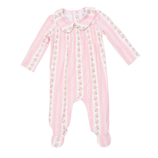 ANGEL DEAR Antoinette Stripe - Smocked Peter Pan Snap Footie