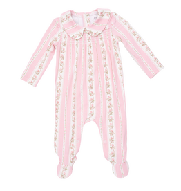 ANGEL DEAR Antoinette Stripe - Smocked Peter Pan Snap Footie