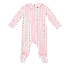 ANGEL DEAR Antoinette Stripe - Smocked Peter Pan Snap Footie