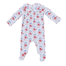 ANGEL DEAR Beverly Cameo Stripe - Smocked Peter Pan Snap Footie