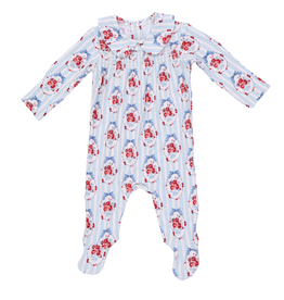 ANGEL DEAR Beverly Cameo Stripe - Smocked Peter Pan Snap Footie