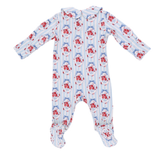 ANGEL DEAR Beverly Cameo Stripe - Smocked Peter Pan Snap Footie