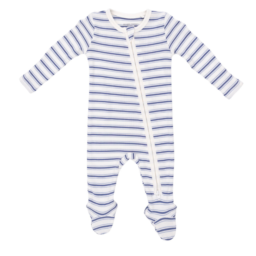 ANGEL DEAR Vintage Stripe Blue - 2 Way Zipper Footie