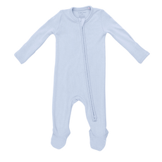 ANGEL DEAR Solid Sheer Blue Rib - 2 Way Zipper Footie