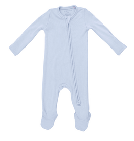 ANGEL DEAR Solid Sheer Blue Rib - 2 Way Zipper Footie