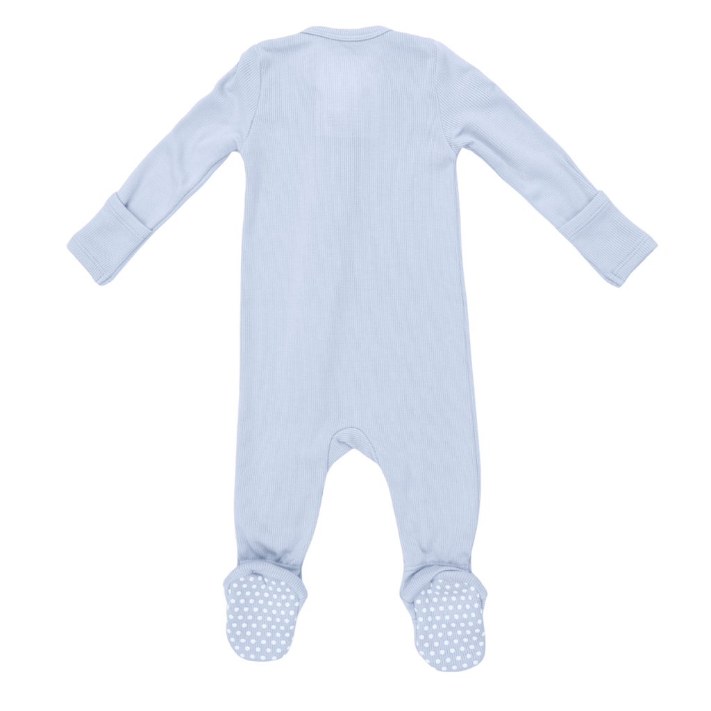 ANGEL DEAR Solid Sheer Blue Rib - 2 Way Zipper Footie
