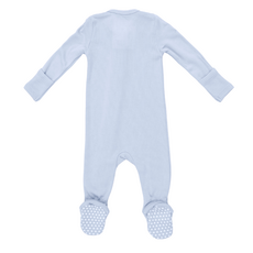 ANGEL DEAR Solid Sheer Blue Rib - 2 Way Zipper Footie