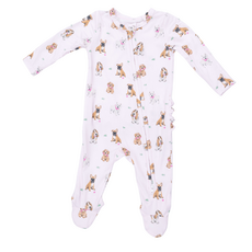 ANGEL DEAR Bestie Dogs Pink - 2 Way Ruffle Back Zipper Footie