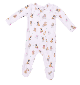 ANGEL DEAR Bestie Dogs Pink - 2 Way Ruffle Back Zipper Footie