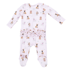 ANGEL DEAR Bestie Dogs Pink - 2 Way Ruffle Back Zipper Footie