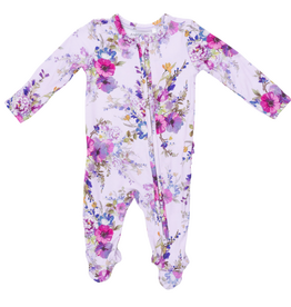 ANGEL DEAR Dahlia Floral - 2 Way Ruffle Back Zipper Footie