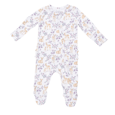 ANGEL DEAR Floral Deer - 2 Way Ruffle Back Zipper Footie