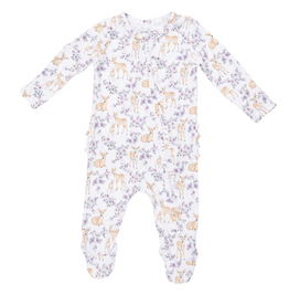 ANGEL DEAR Floral Deer - 2 Way Ruffle Back Zipper Footie
