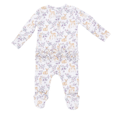 ANGEL DEAR Floral Deer - 2 Way Ruffle Back Zipper Footie