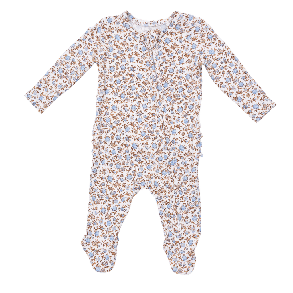 ANGEL DEAR Hazel Floral - 2 Way Ruffle Back Zipper Footie