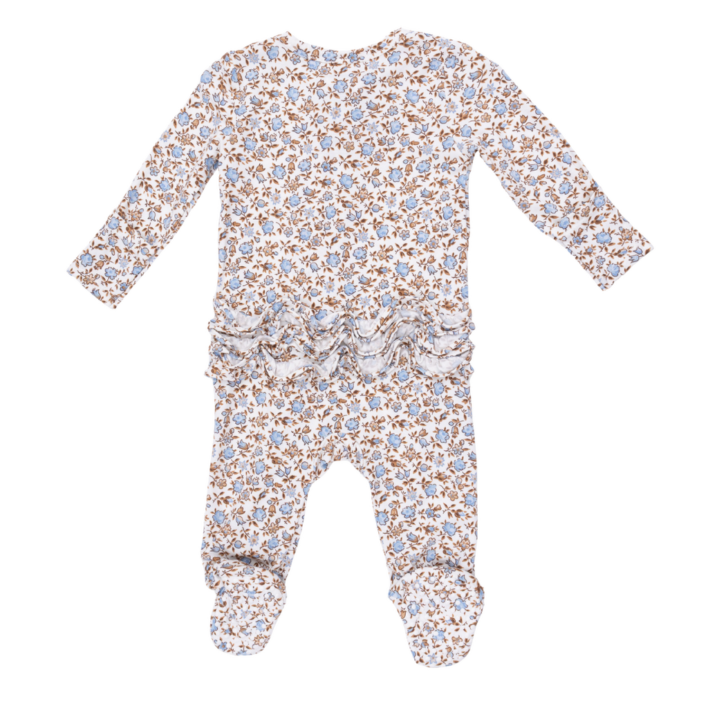 ANGEL DEAR Hazel Floral - 2 Way Ruffle Back Zipper Footie