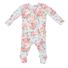 ANGEL DEAR Angeline Floral - 2 Way Ruffle Back Zipper Footie
