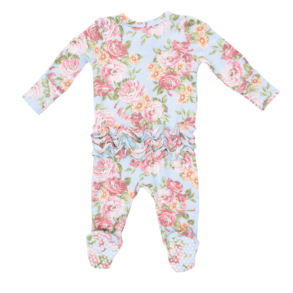 ANGEL DEAR Angeline Floral - 2 Way Ruffle Back Zipper Footie