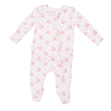 ANGEL DEAR Rose Bow Lattice - 2 Way Ruffle Back Zipper Footie