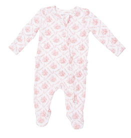 ANGEL DEAR Rose Bow Lattice - 2 Way Ruffle Back Zipper Footie