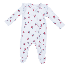 ANGEL DEAR Alyssa Floral - 2 Way Ruffle Sleeve Zipper Footie