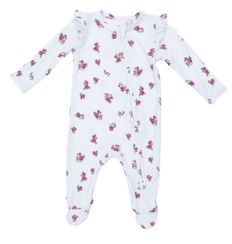 ANGEL DEAR Alyssa Floral - 2 Way Ruffle Sleeve Zipper Footie