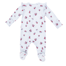 ANGEL DEAR Alyssa Floral - 2 Way Ruffle Sleeve Zipper Footie