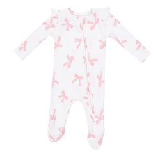 ANGEL DEAR Pretty Bows - 2 Way Ruffle Sleeve Zipper Footie