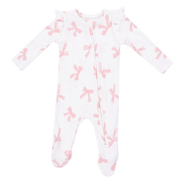 ANGEL DEAR Pretty Bows - 2 Way Ruffle Sleeve Zipper Footie