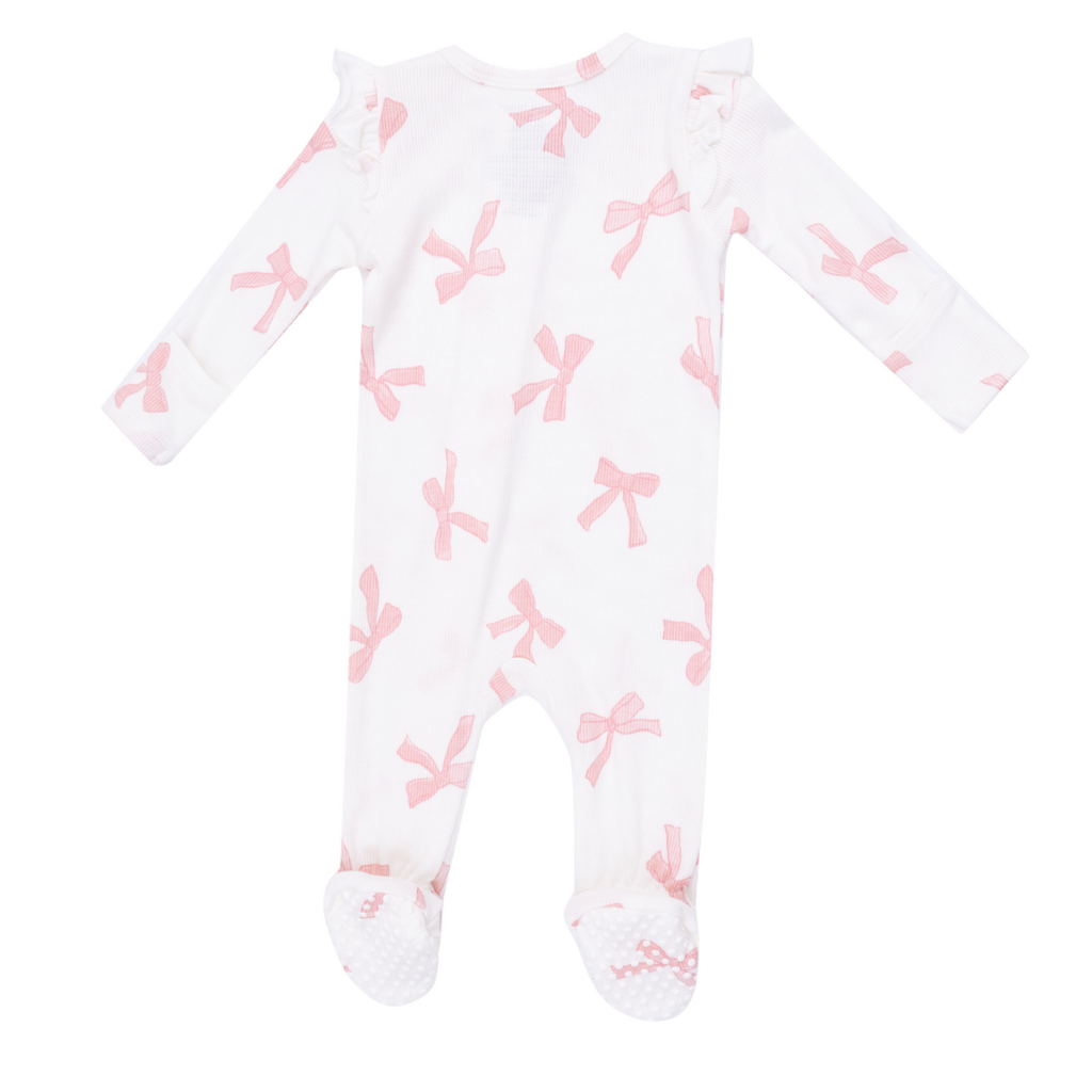 ANGEL DEAR Pretty Bows - 2 Way Ruffle Sleeve Zipper Footie