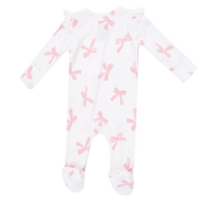 ANGEL DEAR Pretty Bows - 2 Way Ruffle Sleeve Zipper Footie