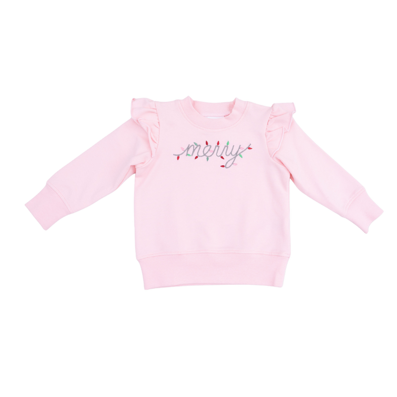ANGEL DEAR Christmas Lights Merry - Ruffle Sweatshirt