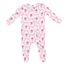 ANGEL DEAR Leslie Rose - 2 Way Ruffle Back Zipper Footie