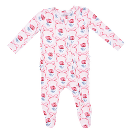 ANGEL DEAR Leslie Rose - 2 Way Ruffle Back Zipper Footie