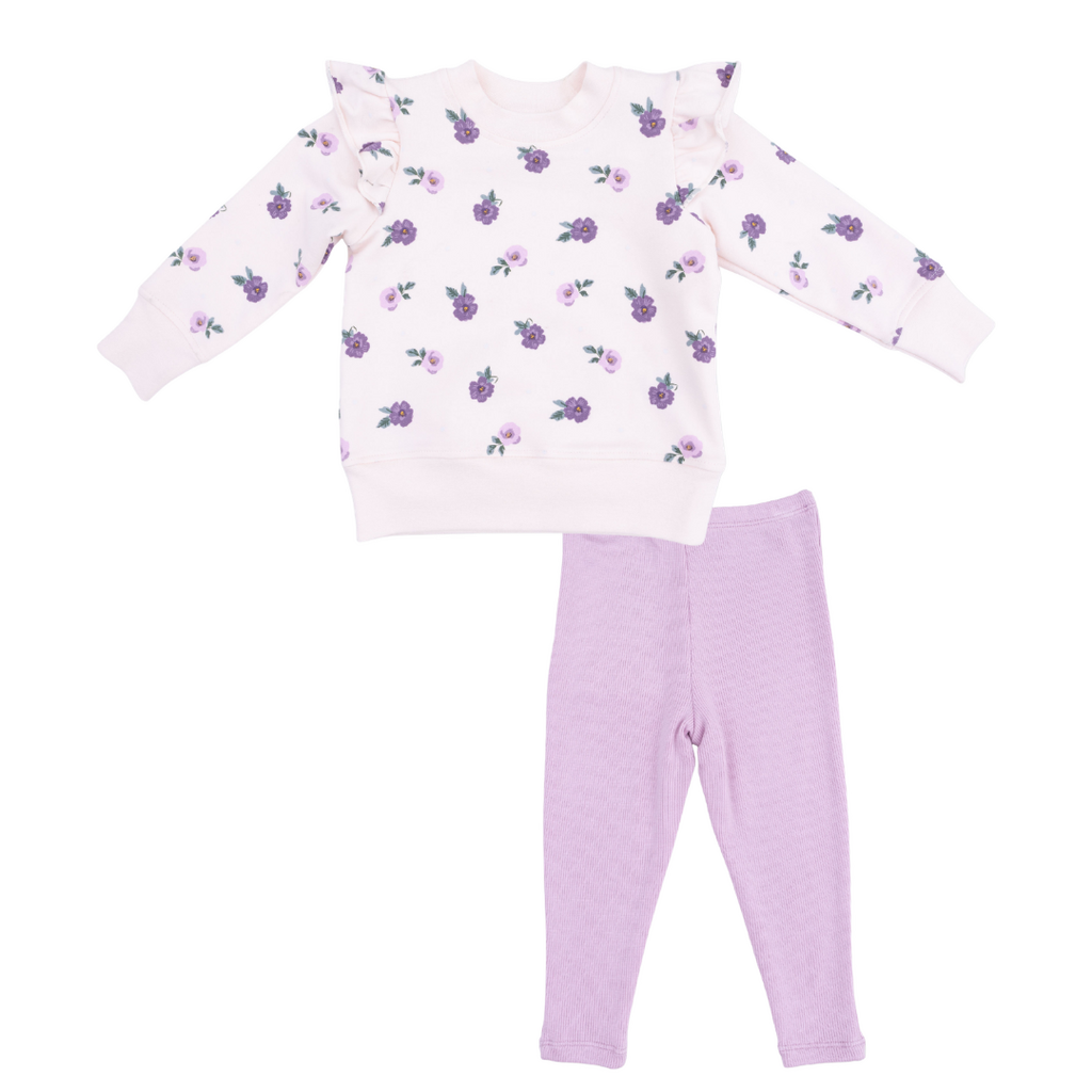 ANGEL DEAR Violetta Floral - Ruffle Sweatshirt And Legging