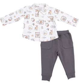 ANGEL DEAR Woodson's Family Cabin - LS Polo Button Up w/Joggers