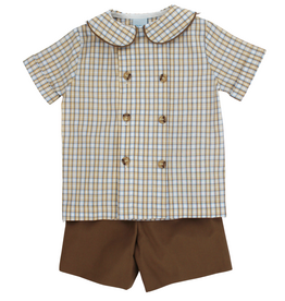 BAILEY BOYS BOY'S PECAN PLAID W BISON-DRESSY SHORT SET