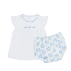 MAGNOLIA BABY Dreamy Hydrangeas Hand-Embroidered Ruffle Diaper Cover Set