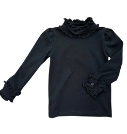 LULU BEBE Black L/S Ruffle Top