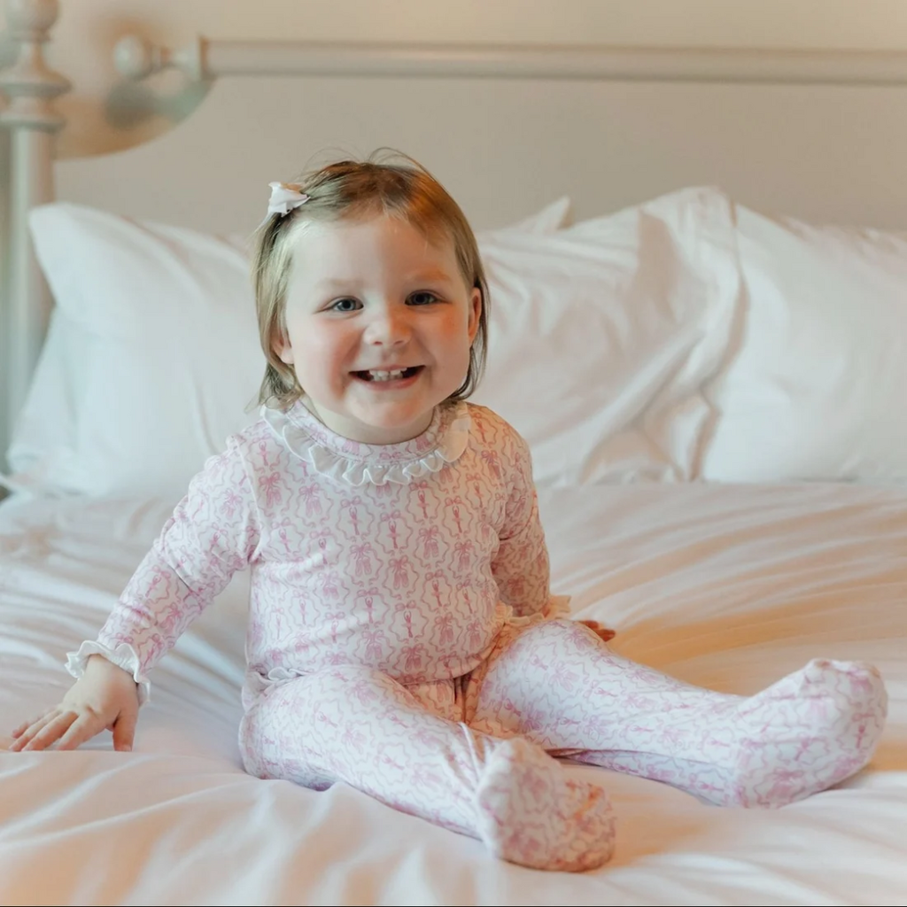 Lila + Hayes Lucy Girl's Romper-Ballet and Bows