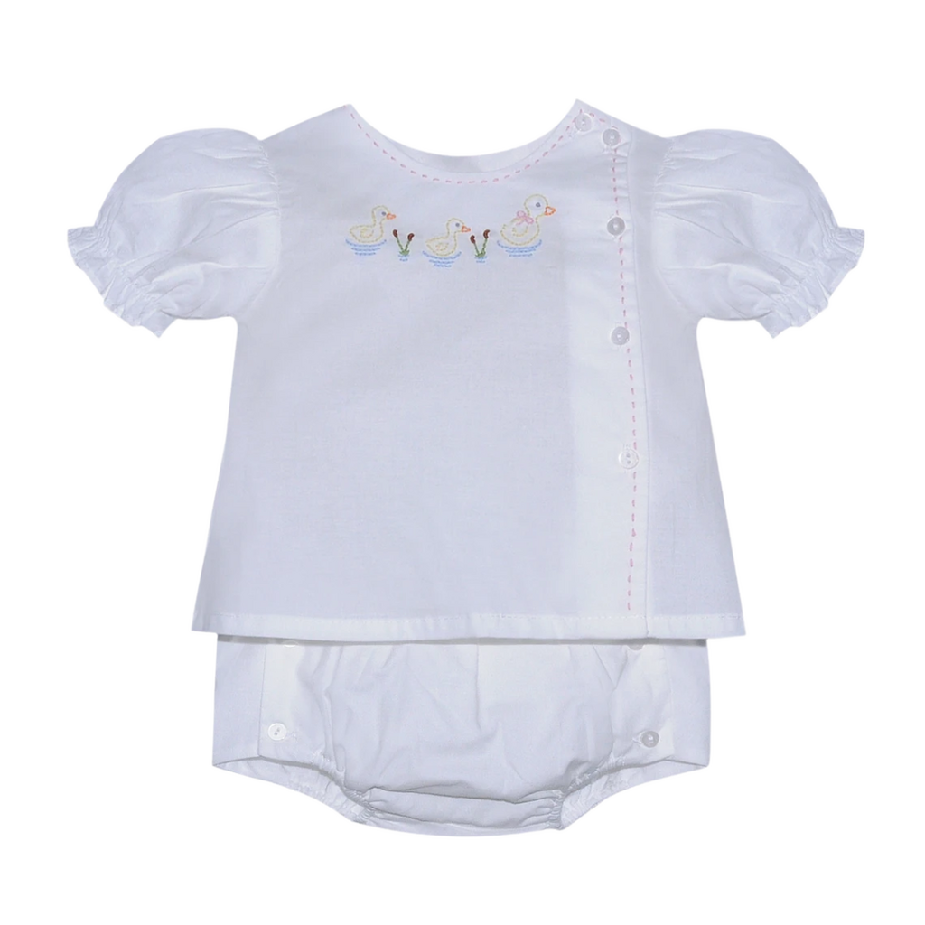 BABY SEN White Riley Girl Diaper Set-Ducks