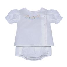 BABY SEN White Riley Girl Diaper Set-Ducks