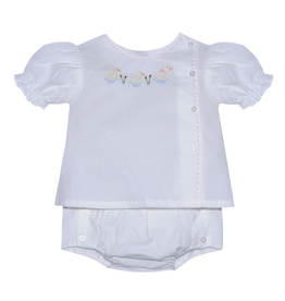 BABY SEN White Riley Girl Diaper Set-Ducks