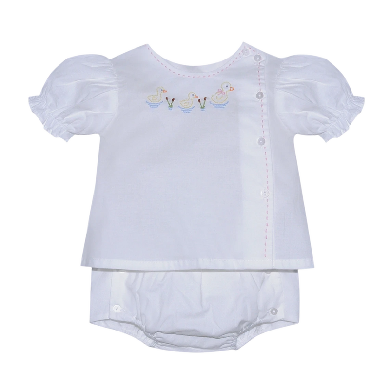 BABY SEN White Riley Girl Diaper Set-Ducks