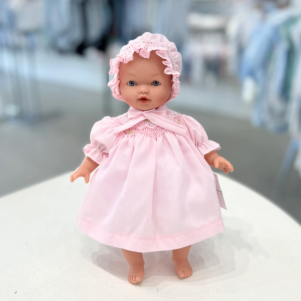Rosalina Baby Collection 10"Abby Doll with Pink Roselle Bishop & Bonnet