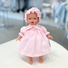 Rosalina Baby Collection 10"Abby Doll with Pink Roselle Bishop & Bonnet