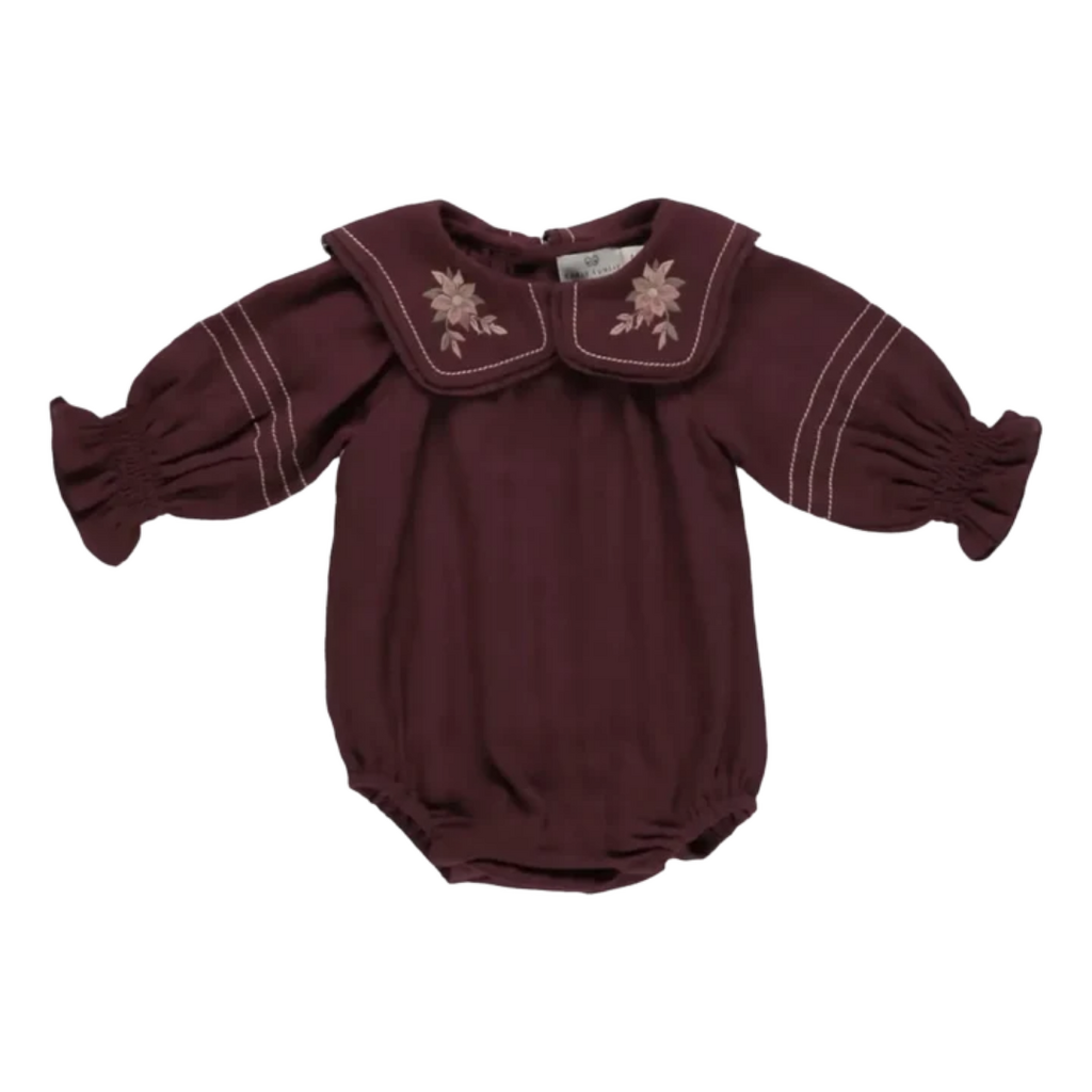 EARLY SUNDAY Gladys Babby Bubble Romper-Plum