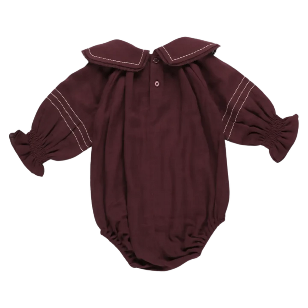 EARLY SUNDAY Gladys Babby Bubble Romper-Plum