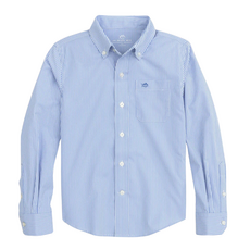 SOUTHERN TIDE BOYS IC BENGAL STRIPE SPORTSHIRT-COBALT BLUE