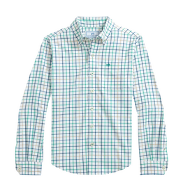 SOUTHERN TIDE BOYS TRADEWIND TATTERSAL SJ SPORT SHIRT-PERSIAN GREEN